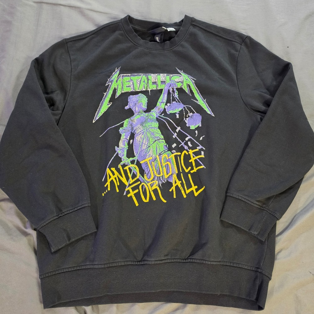 HM Metallica And Justice For All Black Graphic Sweatshirt Large Regular Fit